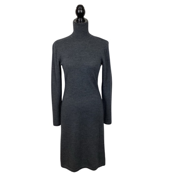 Garnet Hill Merino Wool Dress MIDI Gray - Picture 2 of 12